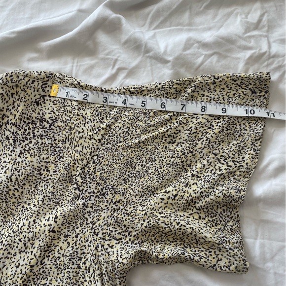 ICHI Puff Sleeve Button Front animal Print Midi Dress Black yellow | 38/M - Picture 10 of 13